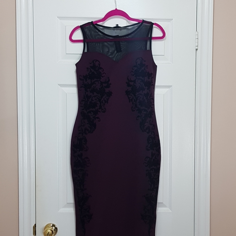 Oxblood Black Mesh & Focked Dress - River Island